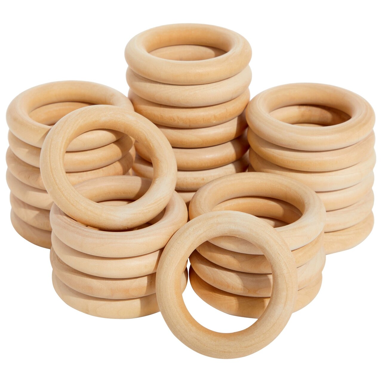 Wooden Rings for Crafts, Macrame, Crochet, Jewelry Making, Natural Unfinished 3 Inch Wood Rings (75mm, 30 Pack)